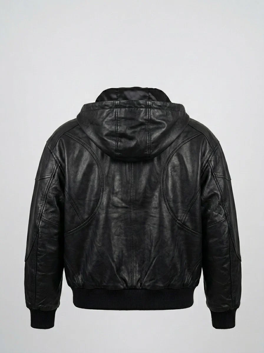 ALIEN LEATHER HOODIE (ALLBLACK) - Image 2