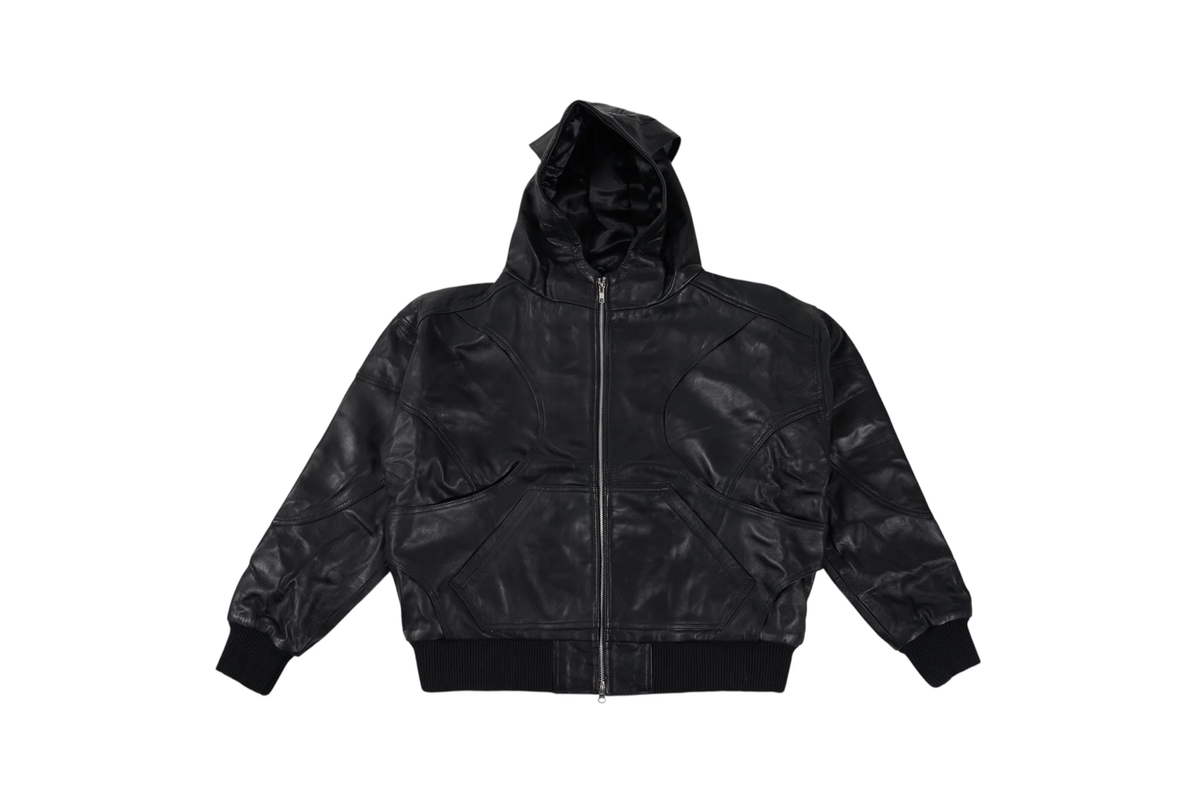 ALIEN LEATHER HOODIE (ALLBLACK) - Image 3