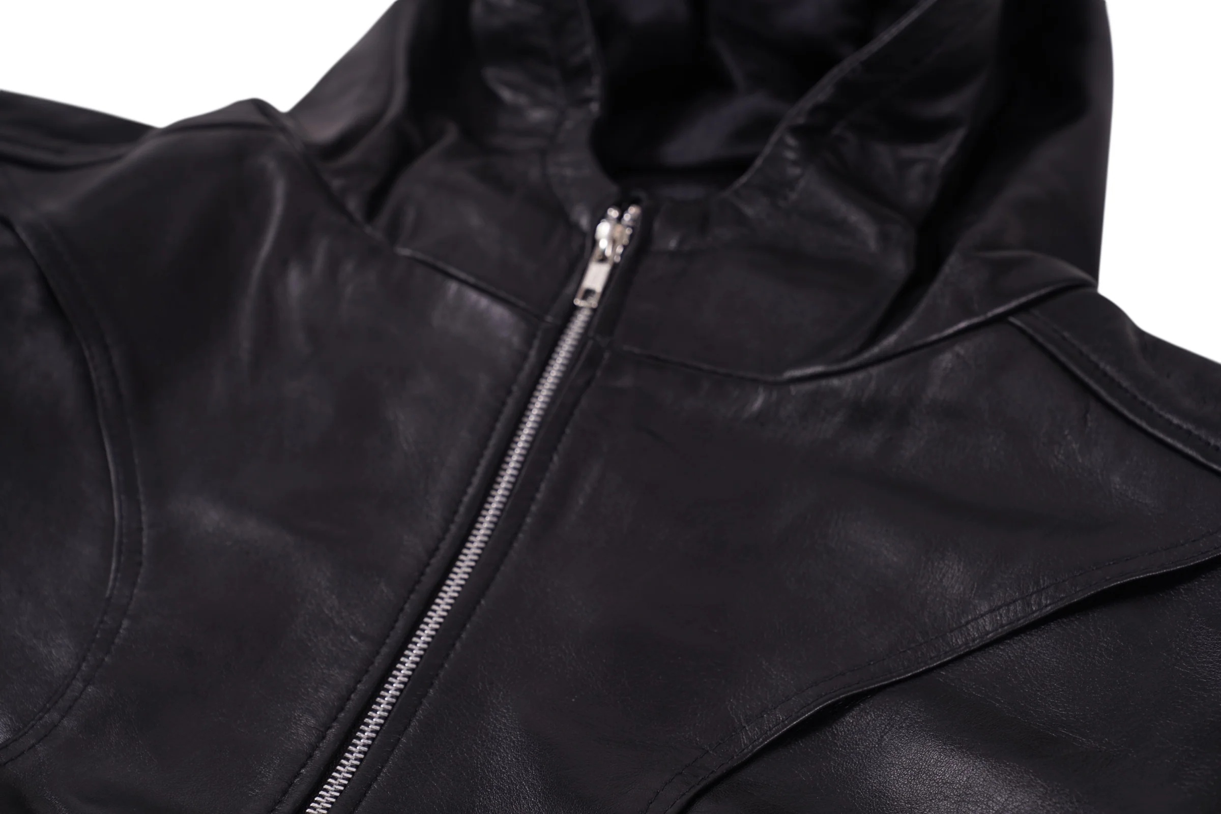 ALIEN LEATHER HOODIE (ALLBLACK) - Image 4