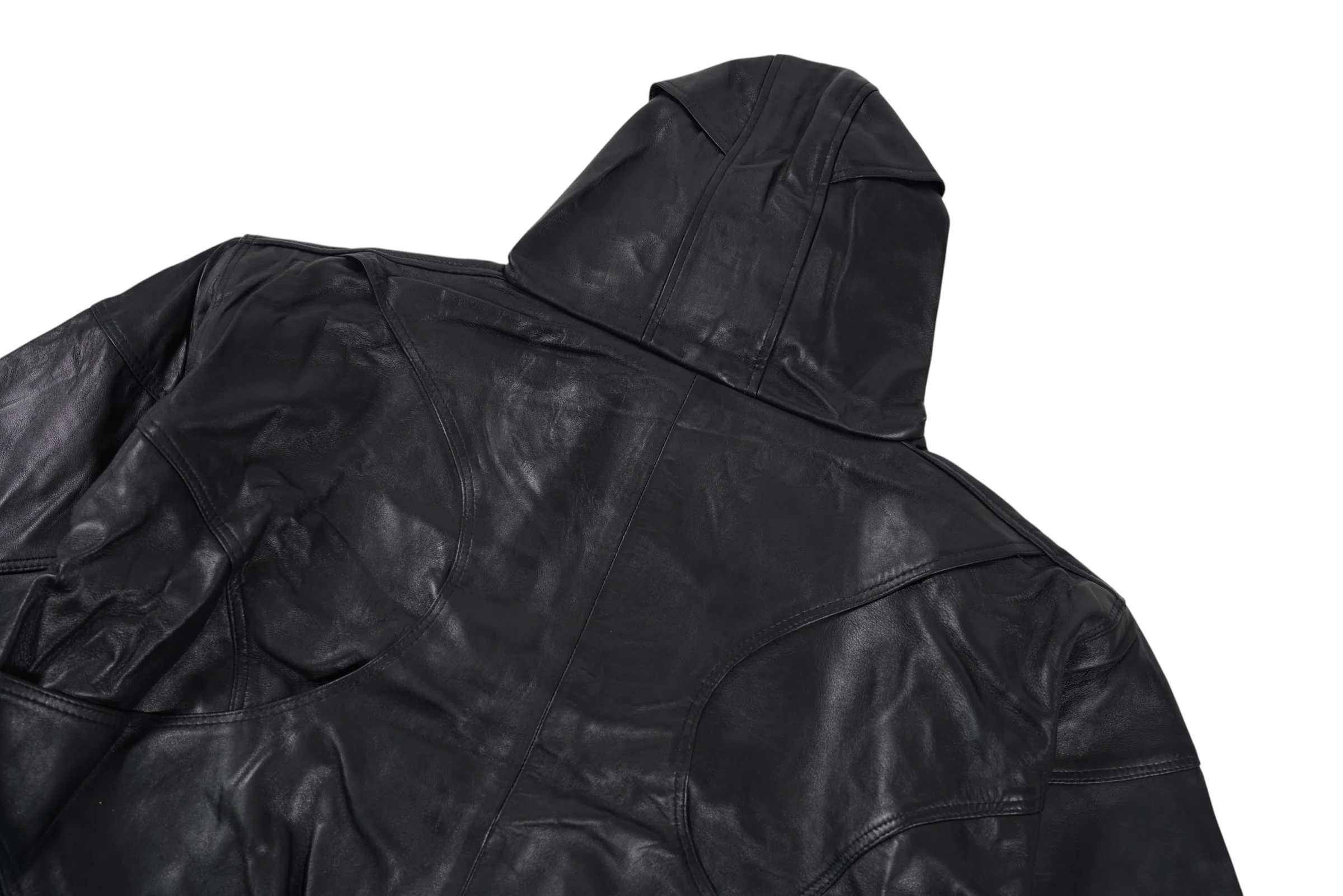 ALIEN LEATHER HOODIE (ALLBLACK) - Image 5