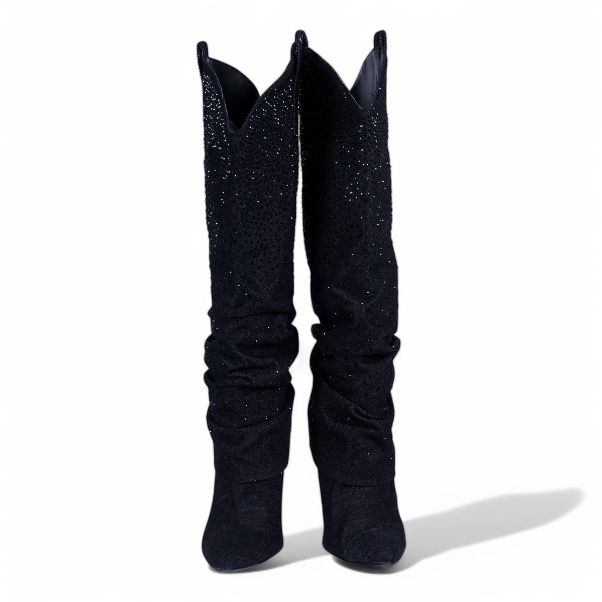 SIA HER DENIM RHINESTONE COWBOY BOOTS - Image 3