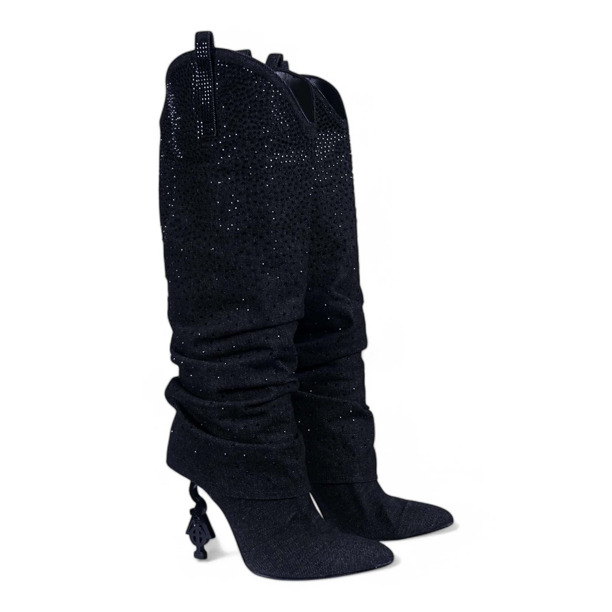 SIA HER DENIM RHINESTONE COWBOY BOOTS - Image 4