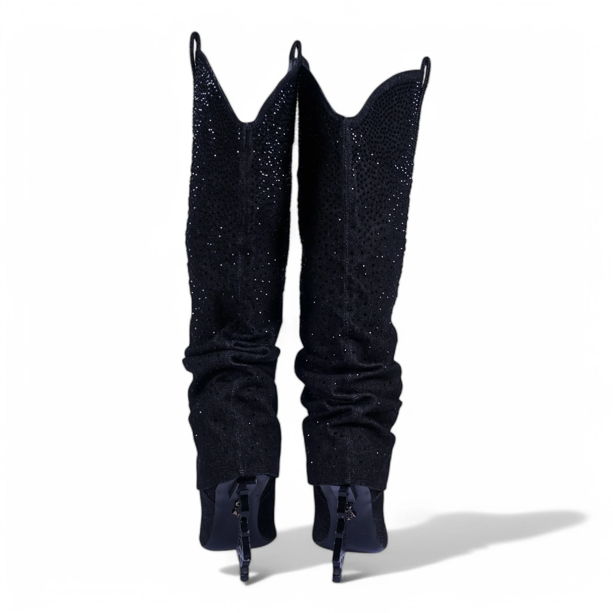 SIA HER DENIM RHINESTONE COWBOY BOOTS - Image 5