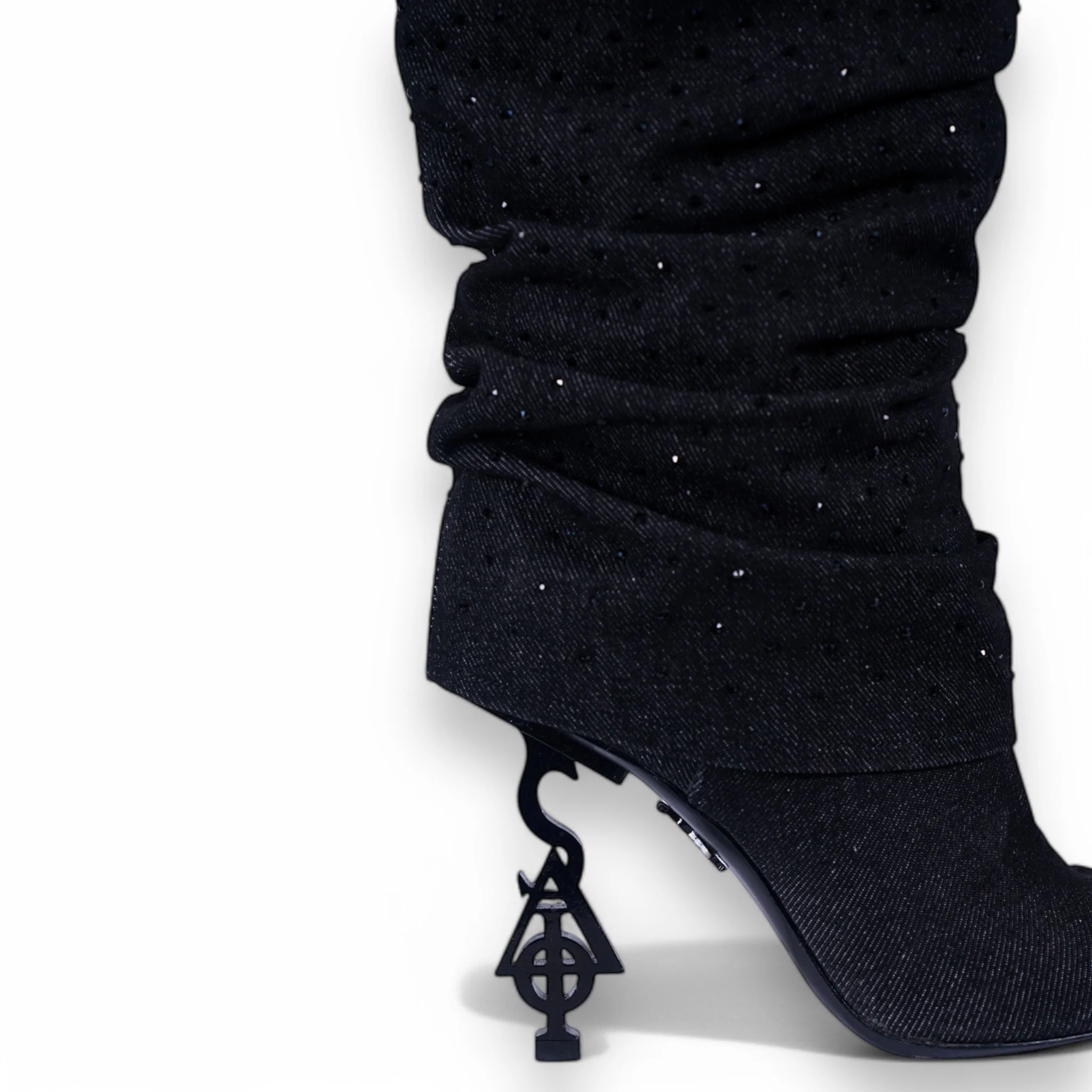 SIA HER DENIM RHINESTONE COWBOY BOOTS - Image 7