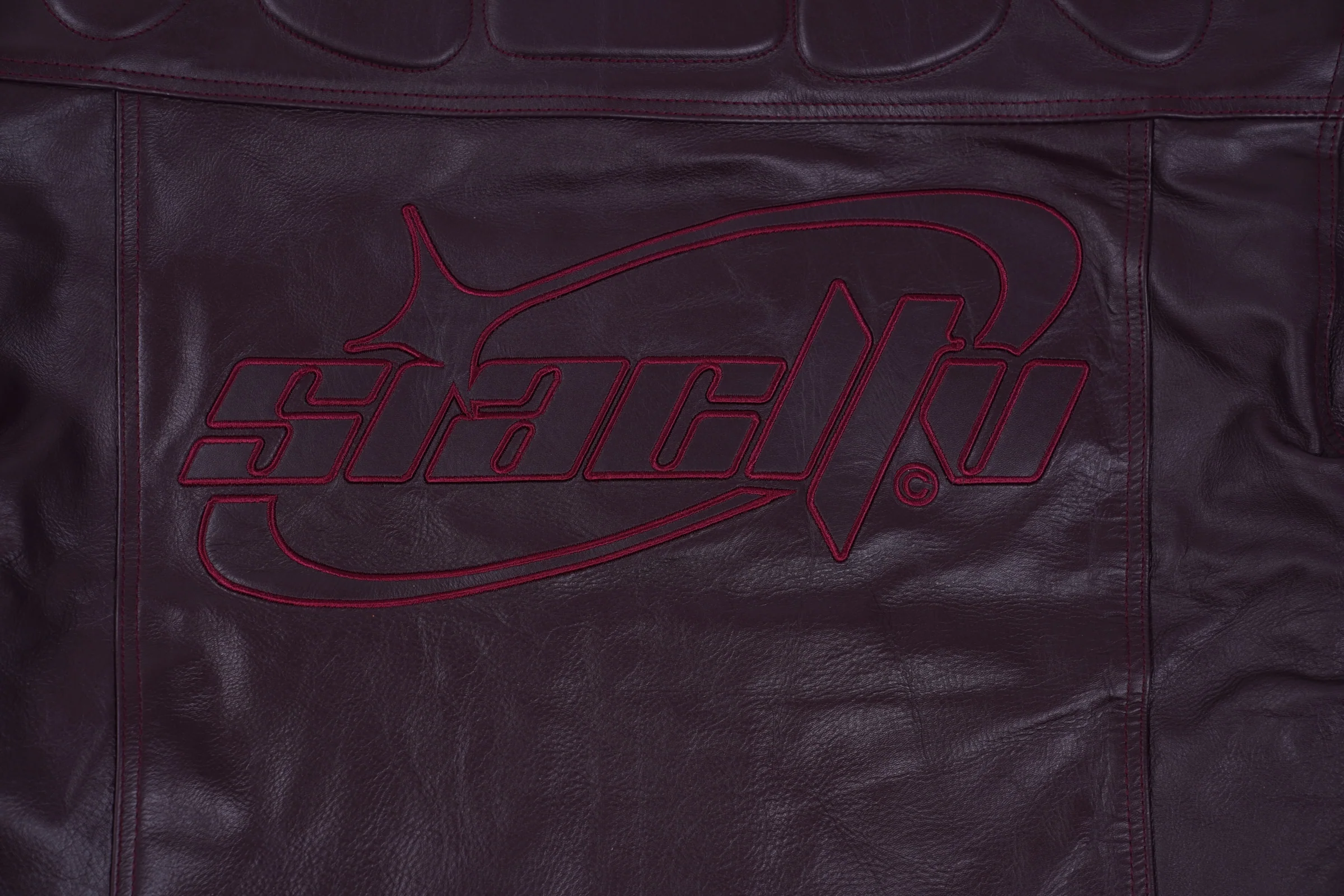 LEATHER MOTO JACKET (BURGUNDY) - Image 5