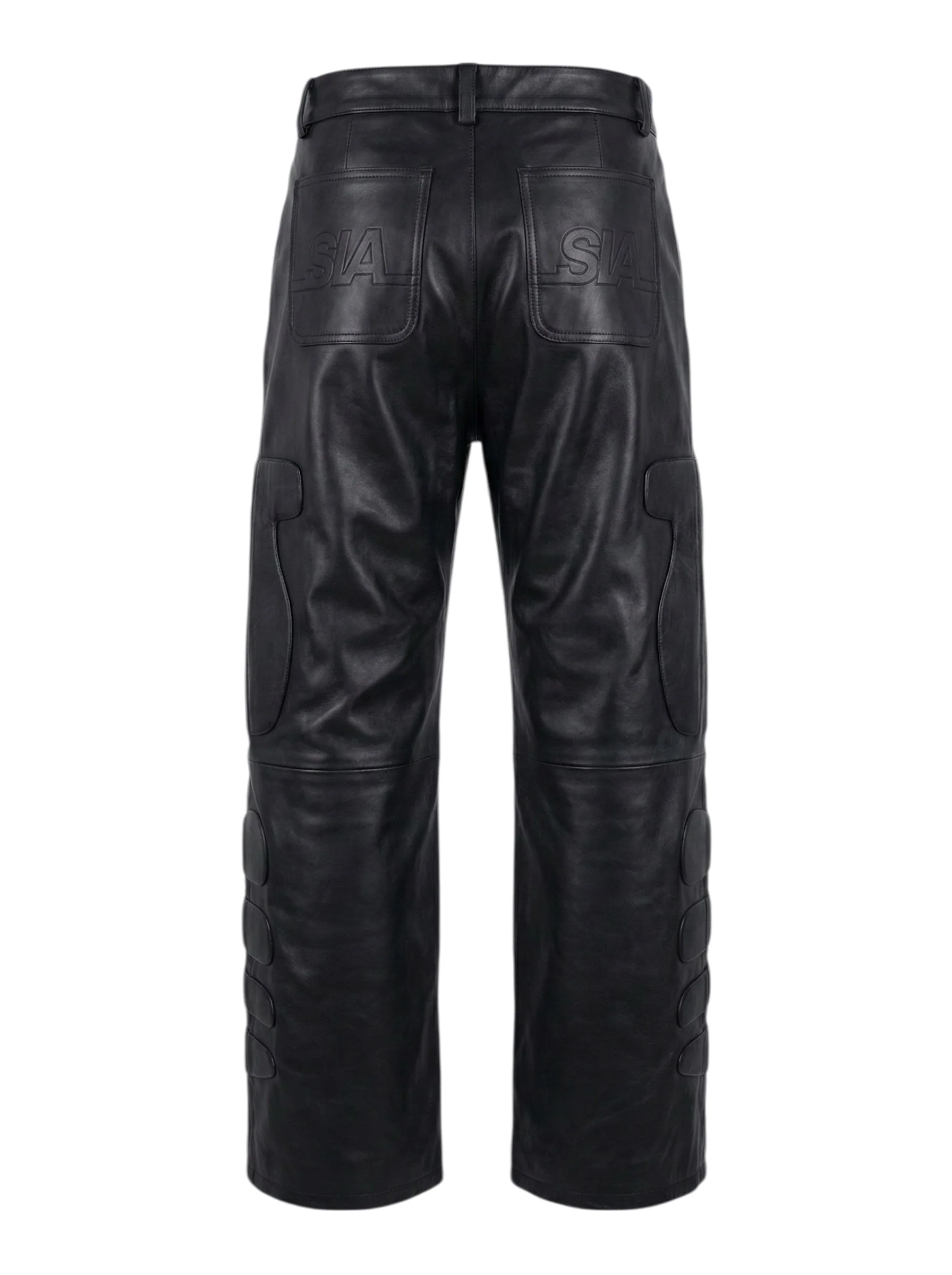 LEATHER MOTO PADDED PANTS (BLACK) - Image 3