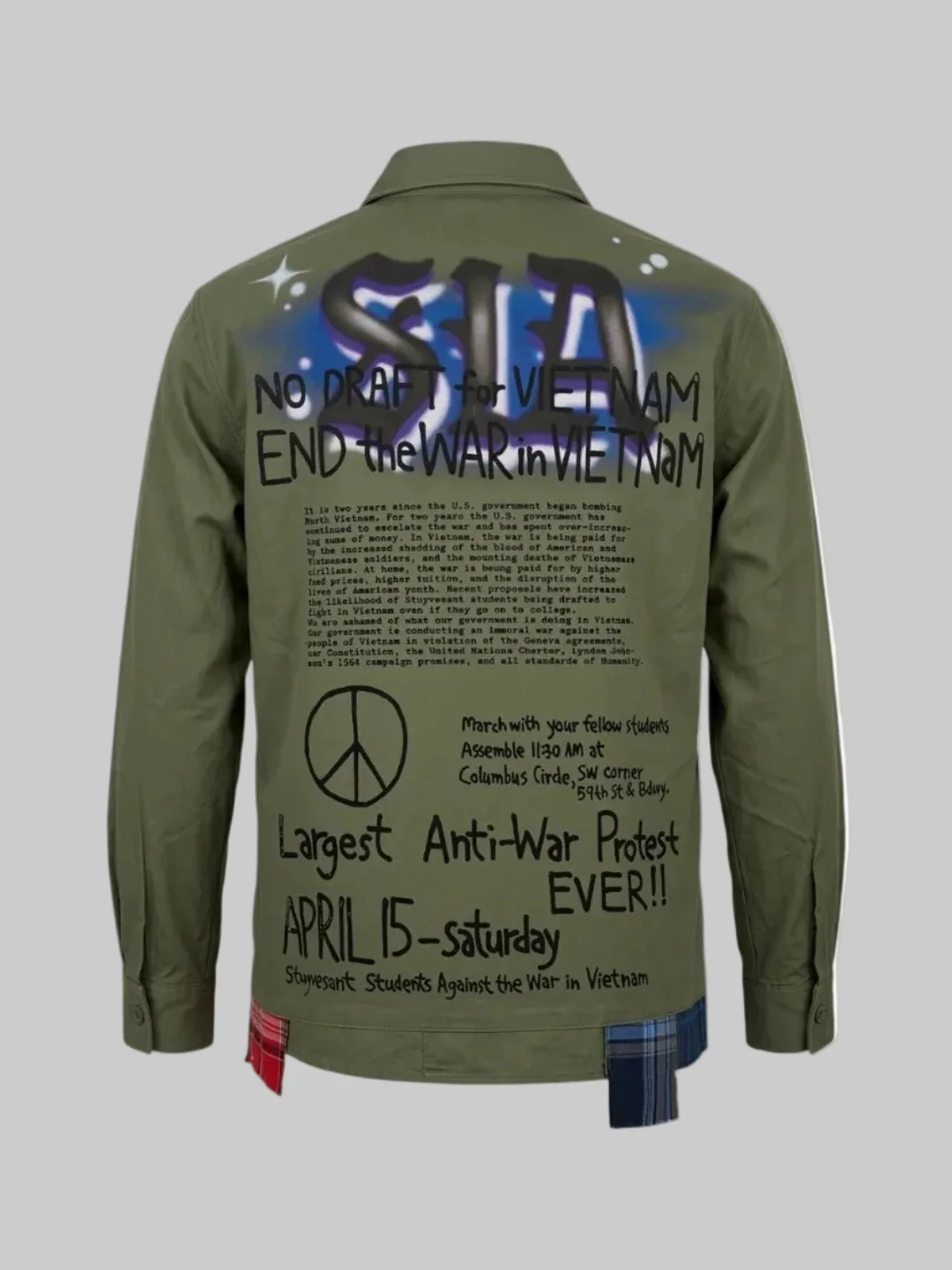 LOVE NOT WAR BUTTON UP (Olive) - Image 2