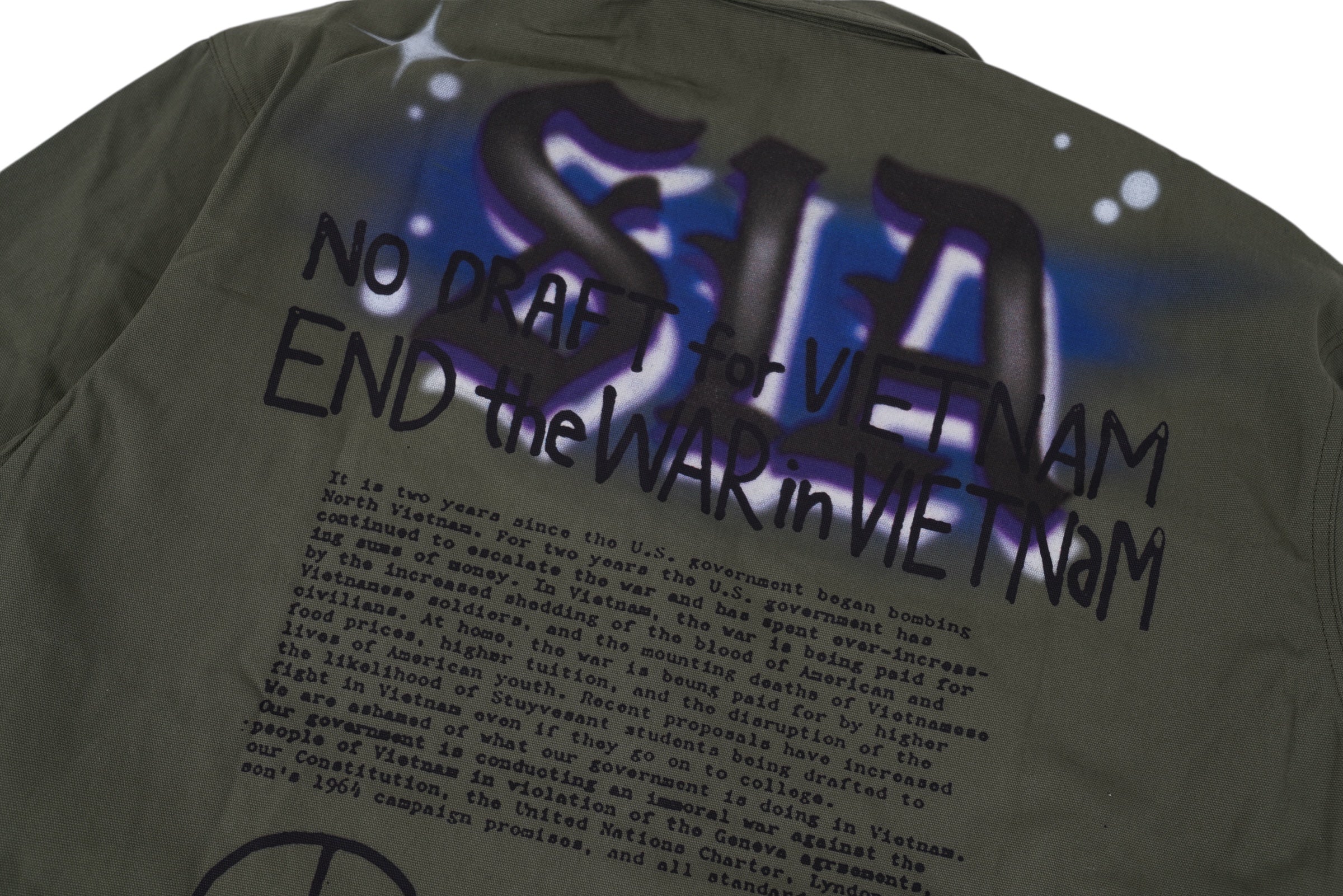 LOVE NOT WAR BUTTON UP (Olive) - Image 3