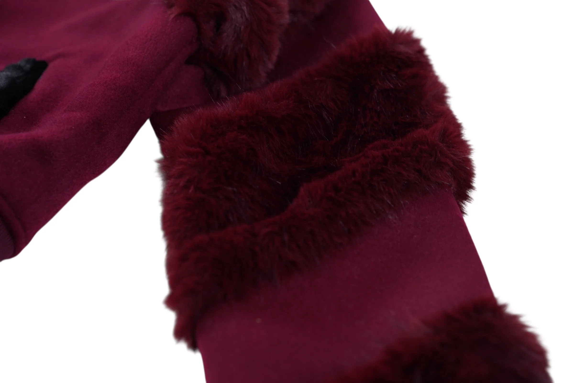 SIA HER Cropped Fur Varsity Jacket (Maroon) - Image 4