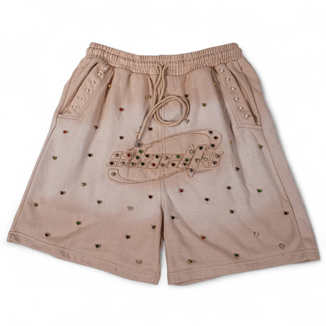 STAR-STUDDED SHORTS (TAN) - Image 3